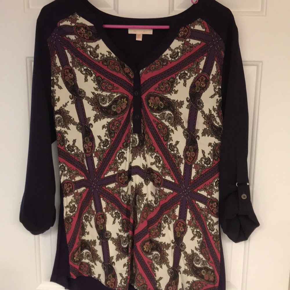 Stitch fix “Skies are blue” blouse; paisley print